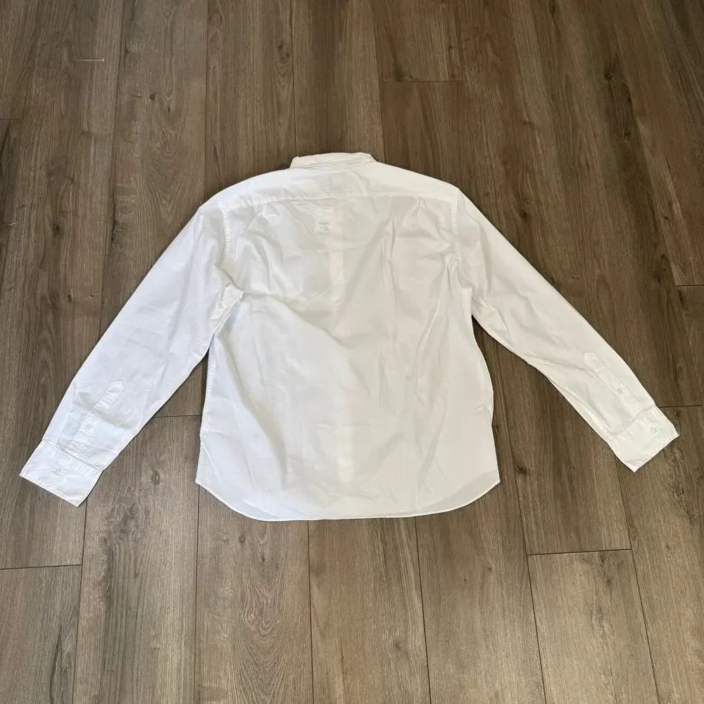 J.Crew Flex Washed Slim Untucked Casual Shirt XL White Button Up Long Sleeve